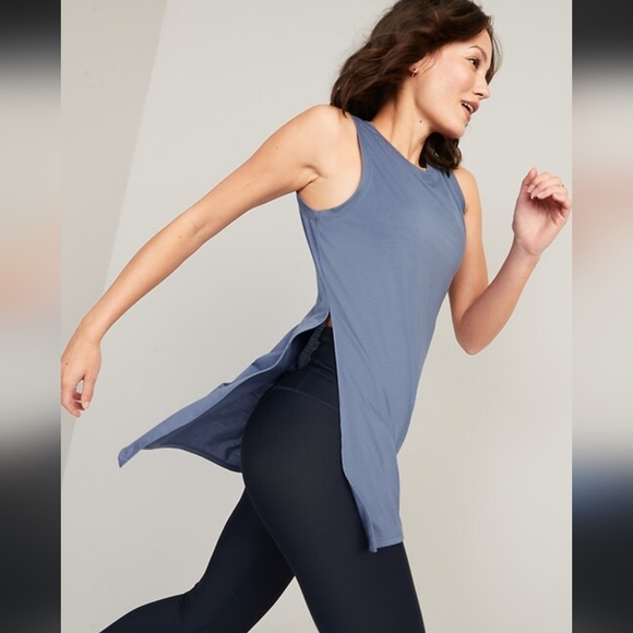Old Navy Sleeveless UtraLite Hi-Lo Tunic T-Shirt In Blue Dusk - Picture 3 of 10